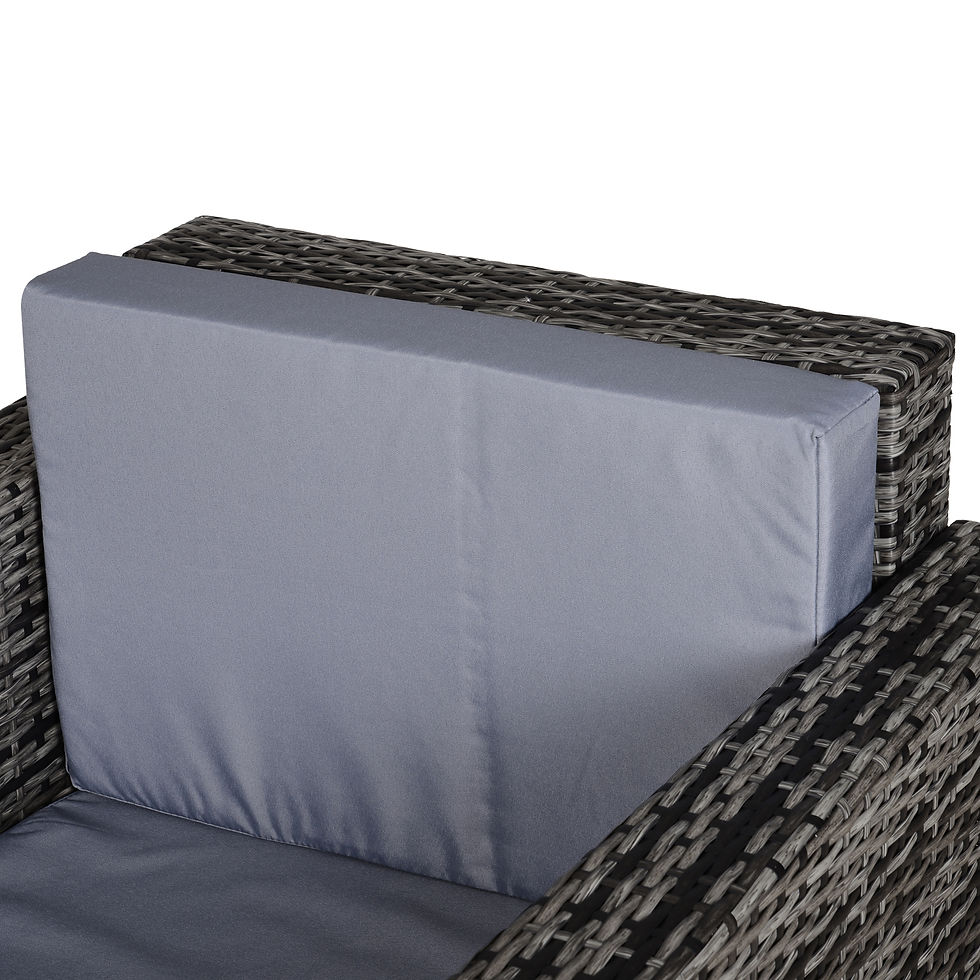 Thumbnail: Rattan Garden Armchair 10cm Cushion Outdoor Single Chair with Steel Frame, Grey