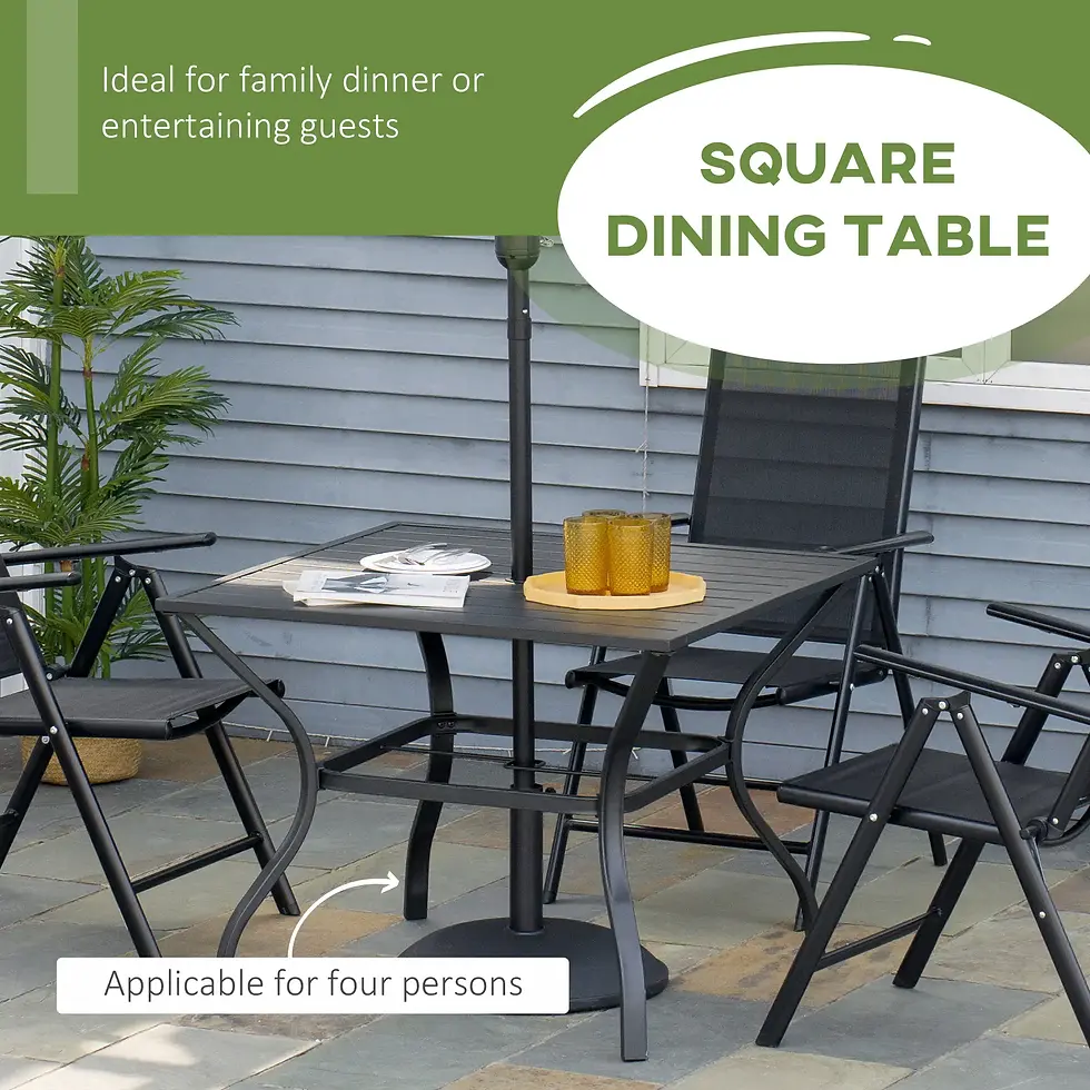 Thumbnail: Outsunny 94 x 94 cm Garden Table with Parasol Hole, Outdoor Dining Garden Table