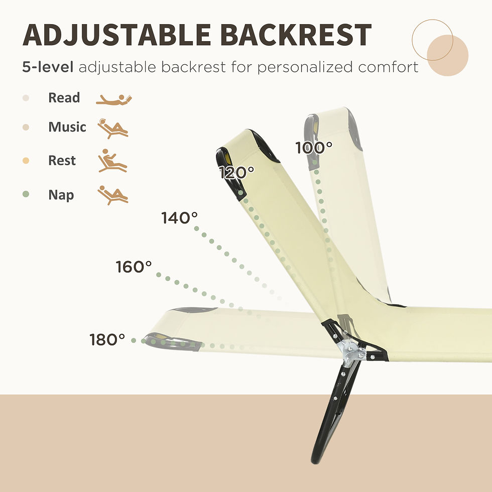 Thumbnail: Outsunny Set of Two Metal Frame Folding Sun Loungers - Beige