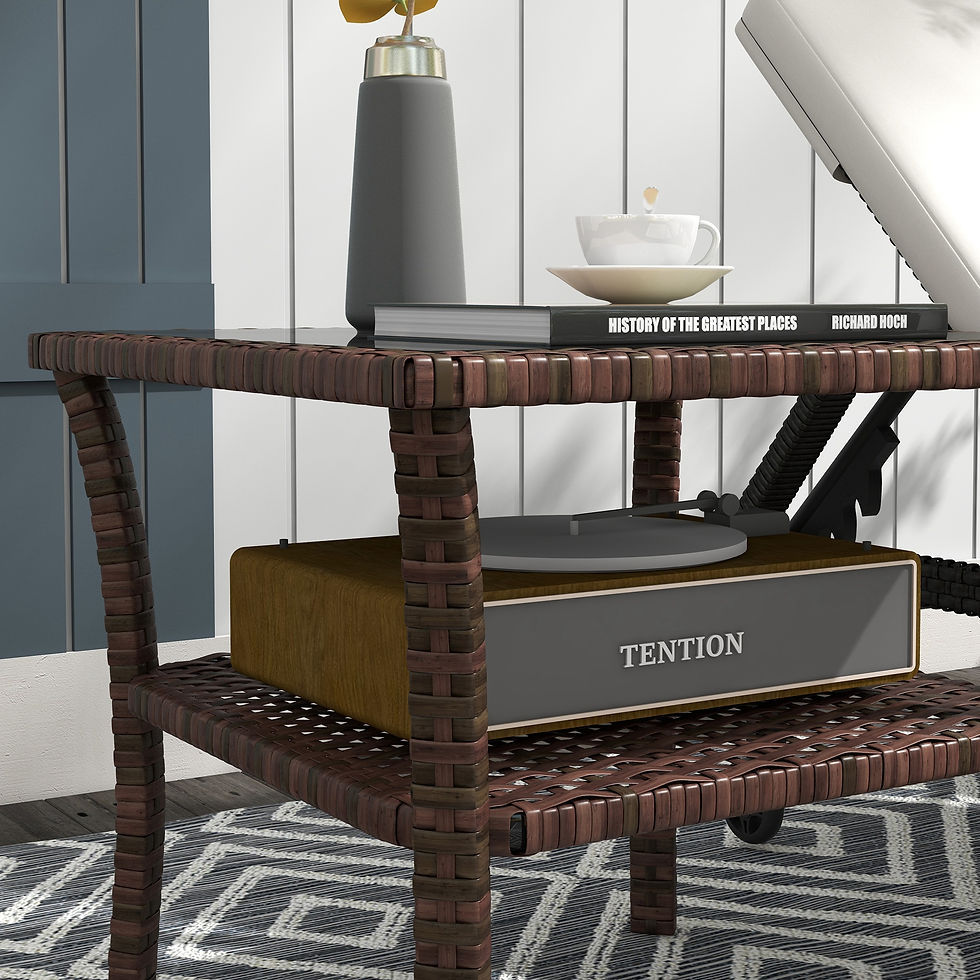 Thumbnail: Outsunny Two-tier PE Rattan Square Coffee Table - Brown