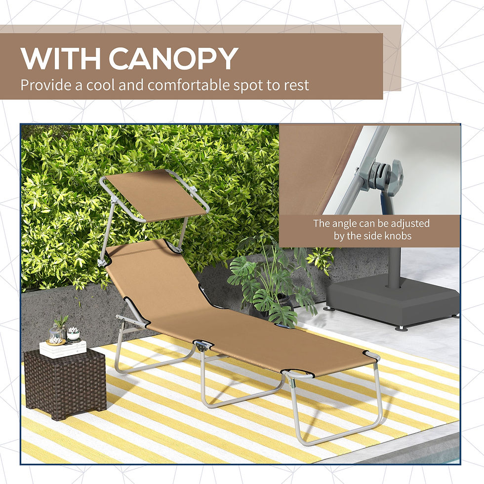 Thumbnail: Sun Lounger, with Adjustable Face Canopy - Brown