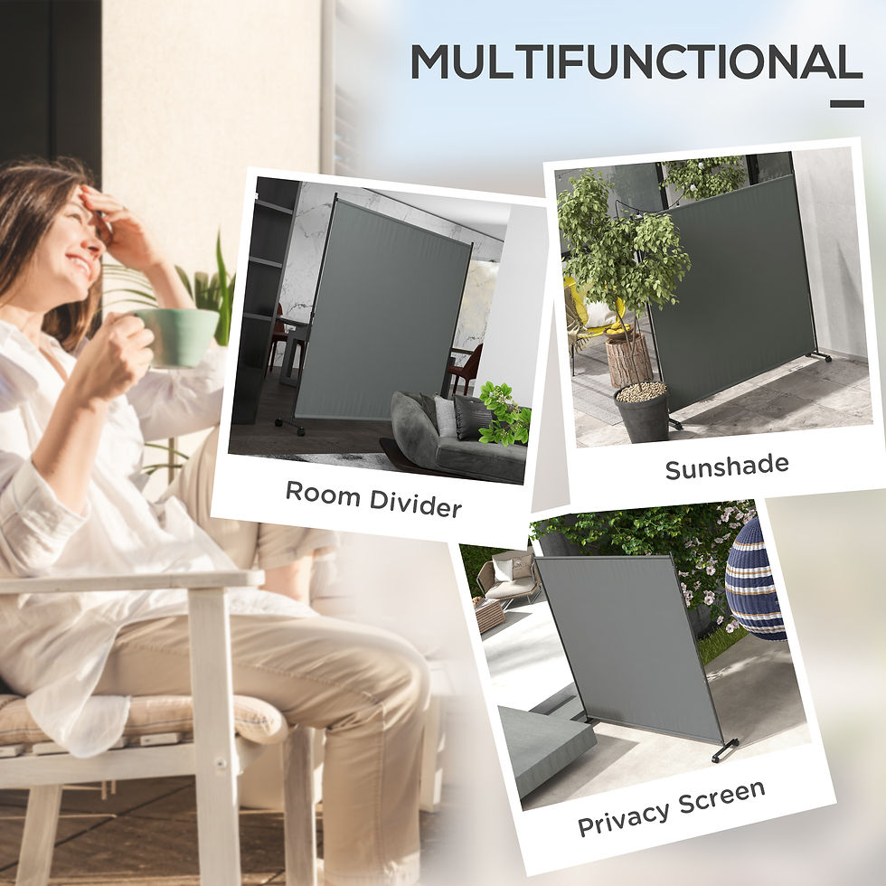 Thumbnail: 183 x 181cm Outdoor Privacy Screen, with Wheels - Dark Grey