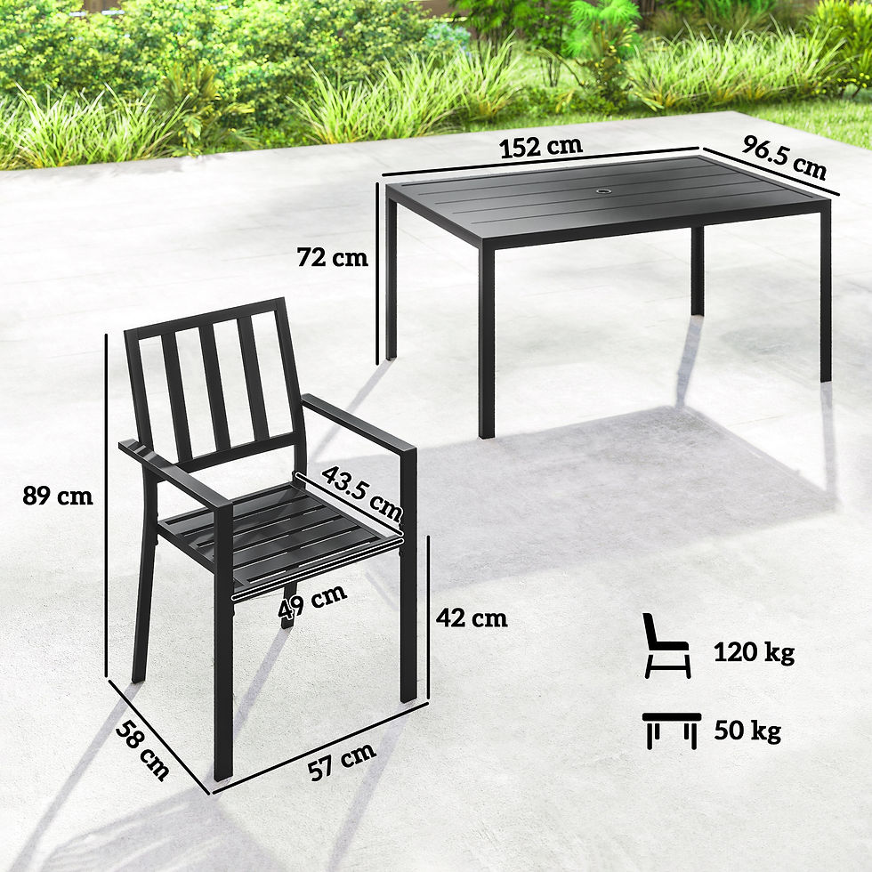 Thumbnail: Outsunny Seven-Piece Minimal Metal Garden Dining Set, with Parasol Hole - Black