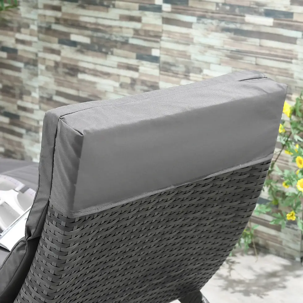 Thumbnail: Outsunny Foldable PE Rattan Sun Lounger w/ Cushion - Ergonomic Design, Grey