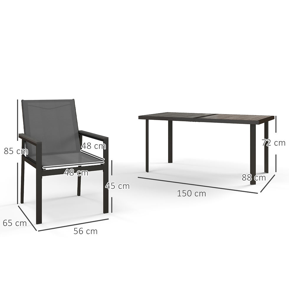 Thumbnail: Seven-Piece Metal Dining Set, with Glass-Top Table - Grey