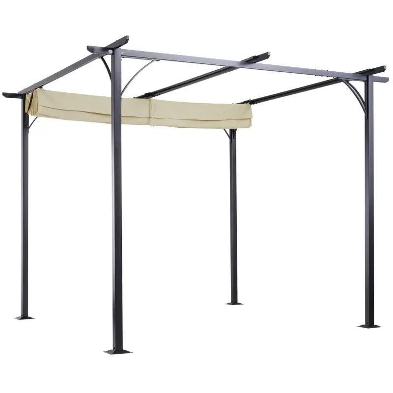 Thumbnail: Outsunny 3 x 3(m) Metal Pergola with Retractable Roof, Beige