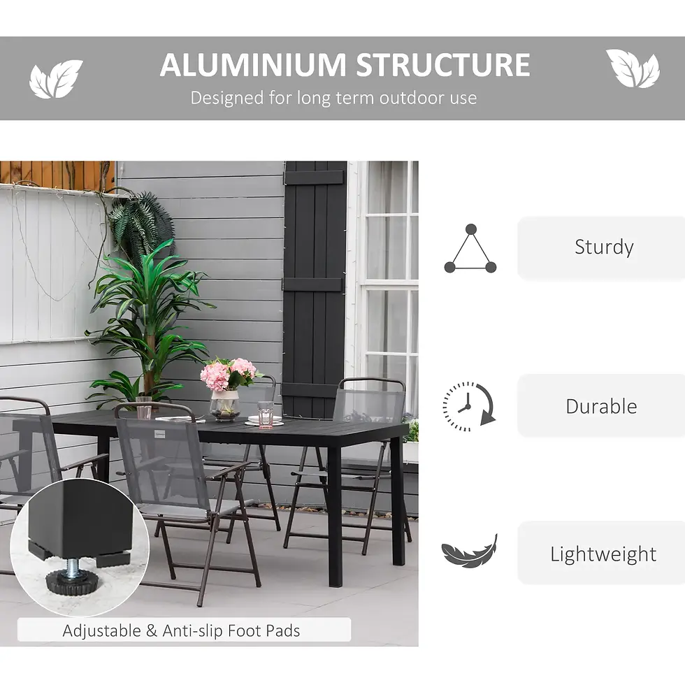 Thumbnail: Outsunny Aluminium Outdoor Garden Dining Table for 8 People, Faux Wood Top