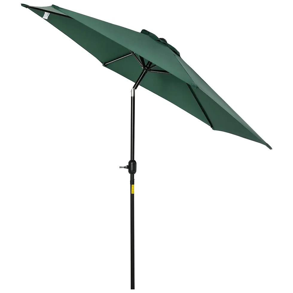 Thumbnail: Outsunny 2.6M Garden Parasol Umbrella with Tilt and Crank, Sun Parasol - Green