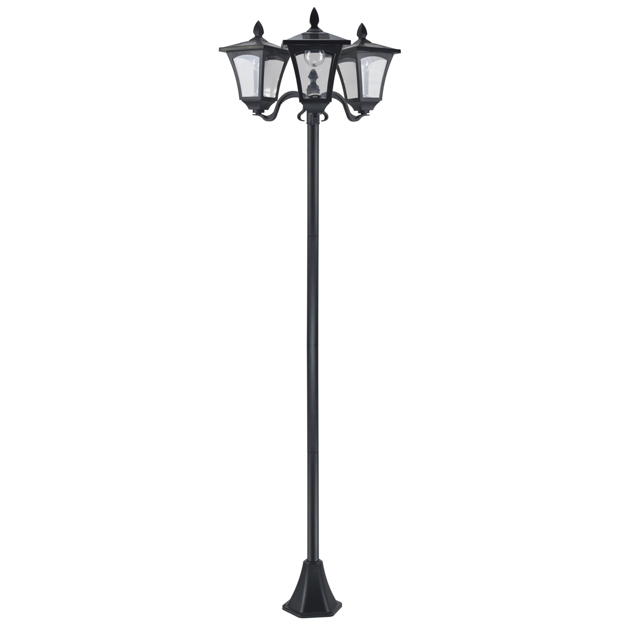 1.8m Traditional Victorian Style 3 Way Head Outdoor Garden Solar Post Lamp Senso