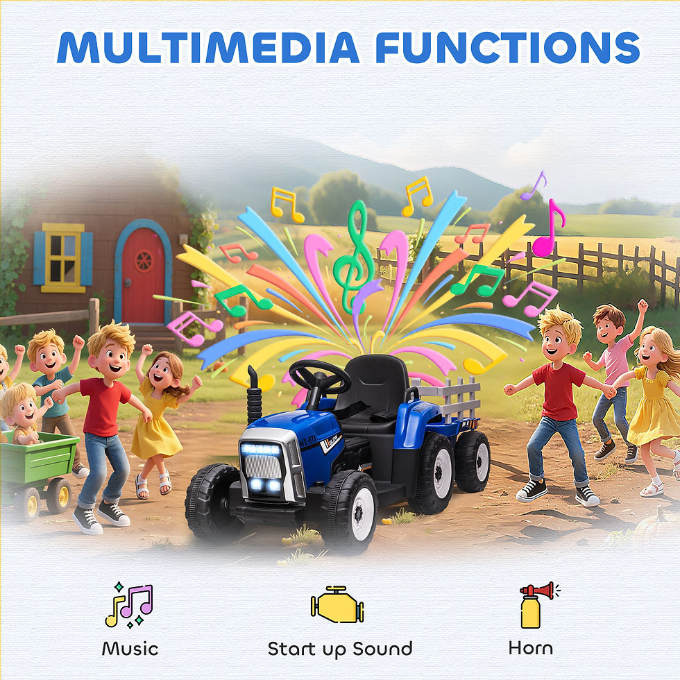 Thumbnail: HOMCOM Ride On Tractor, Battery Powered Electric Car, with Detachable Trailer,