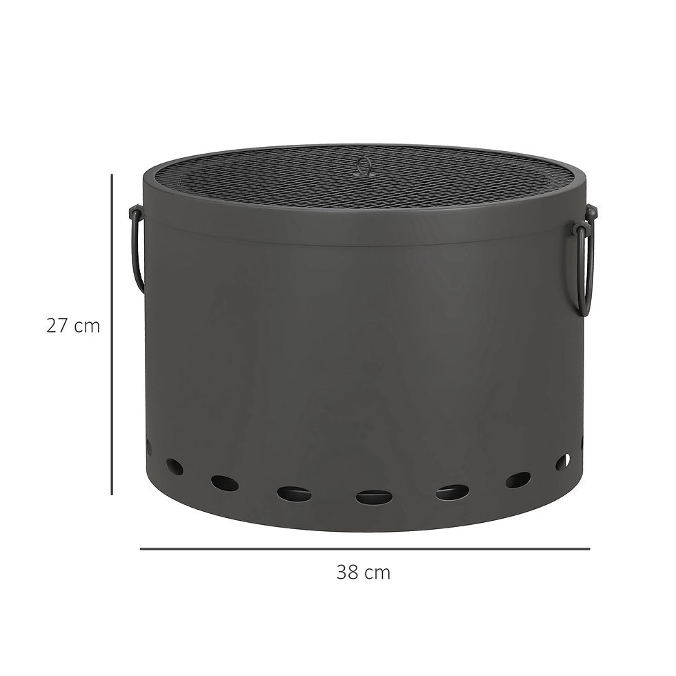 Thumbnail: Smokeless Fire Pit, 38cm Portable Wood Burning Firepit with Spark Screen and Pok