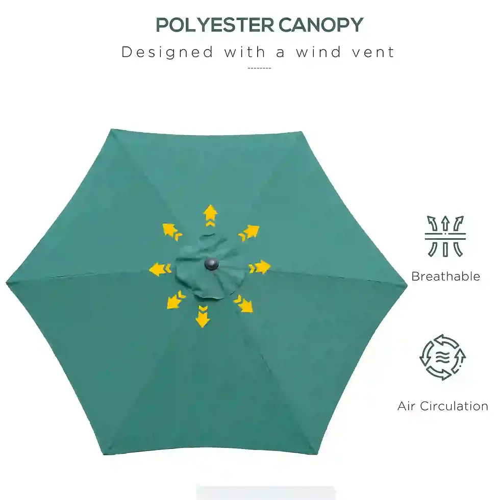 Thumbnail: Outsunny 2.6M Garden Parasol Umbrella with Tilt and Crank, Sun Parasol - Green