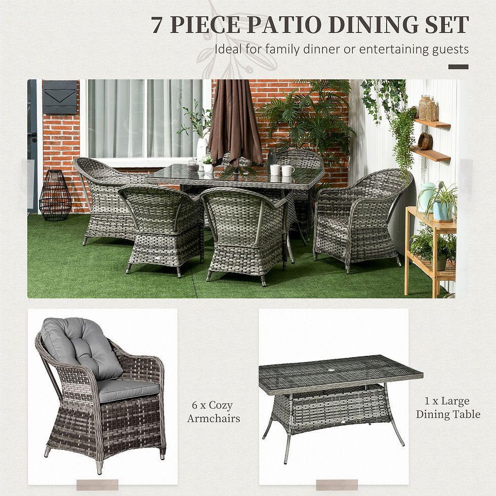 Thumbnail: Outsunny Seven-Piece Rattan Dining Set - Grey