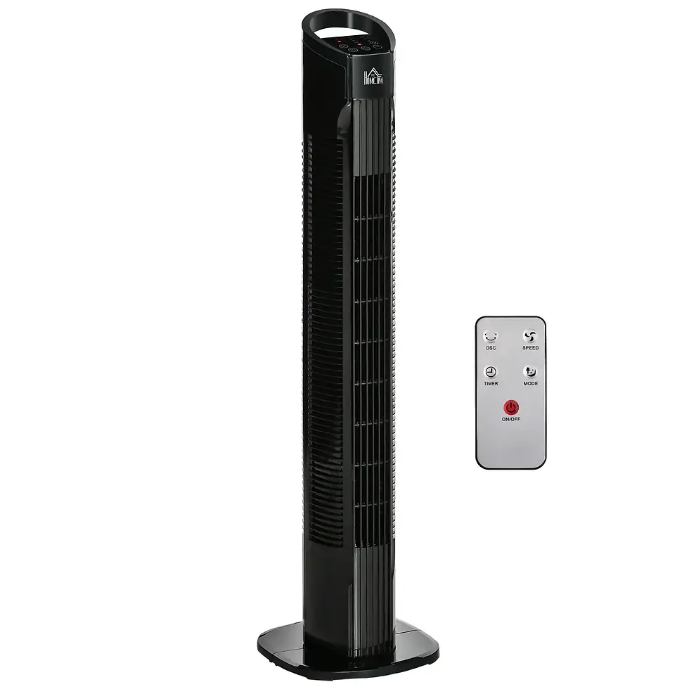 HOMCOM 31" Freestanding Tower Fan, 3 Speed 3 Mode, 7.5H Timer, Oscillating, LED