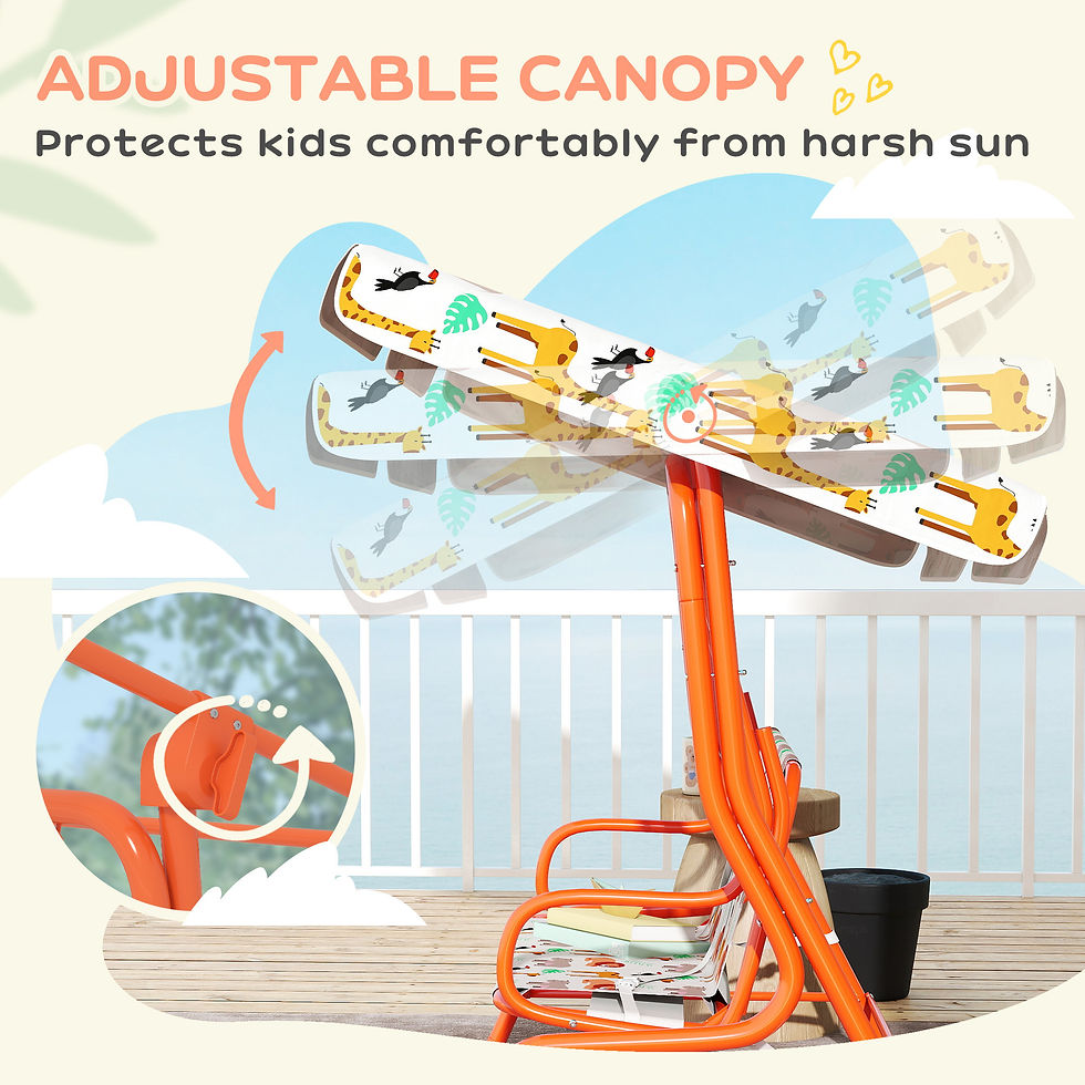 Thumbnail: Kids Porch Swing, 2-Seater Patio Swing Bench Hammock with Seat Belts, Adjustable