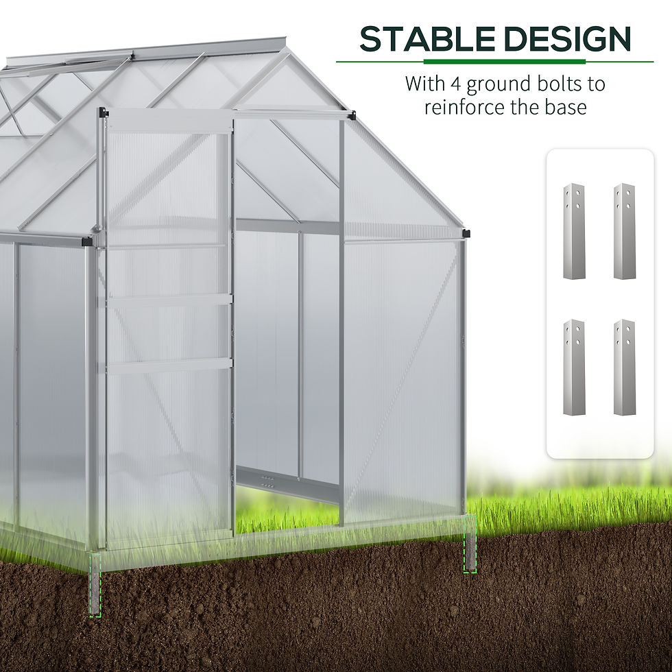 Thumbnail: Outsunny 190 x 253 cm Walk-In Polycarbonate Greenhouse - Silver-Tone