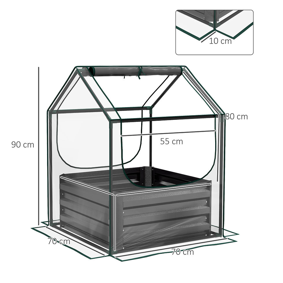 Thumbnail: Outsunny 61 x 61cm Garden Planter Bed, with Cover - Grey
