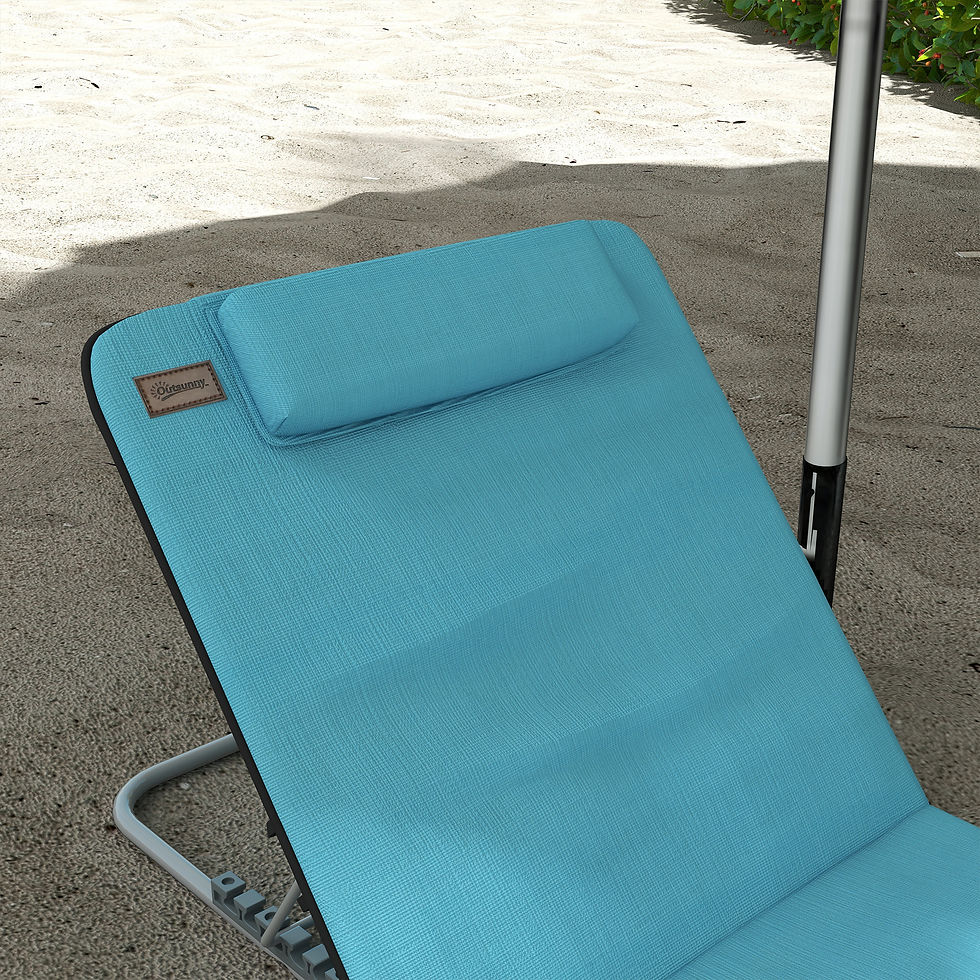 Thumbnail: Outsunny Set of Two Metal Frame Beach Chairs, with Reclining Backs - Blue