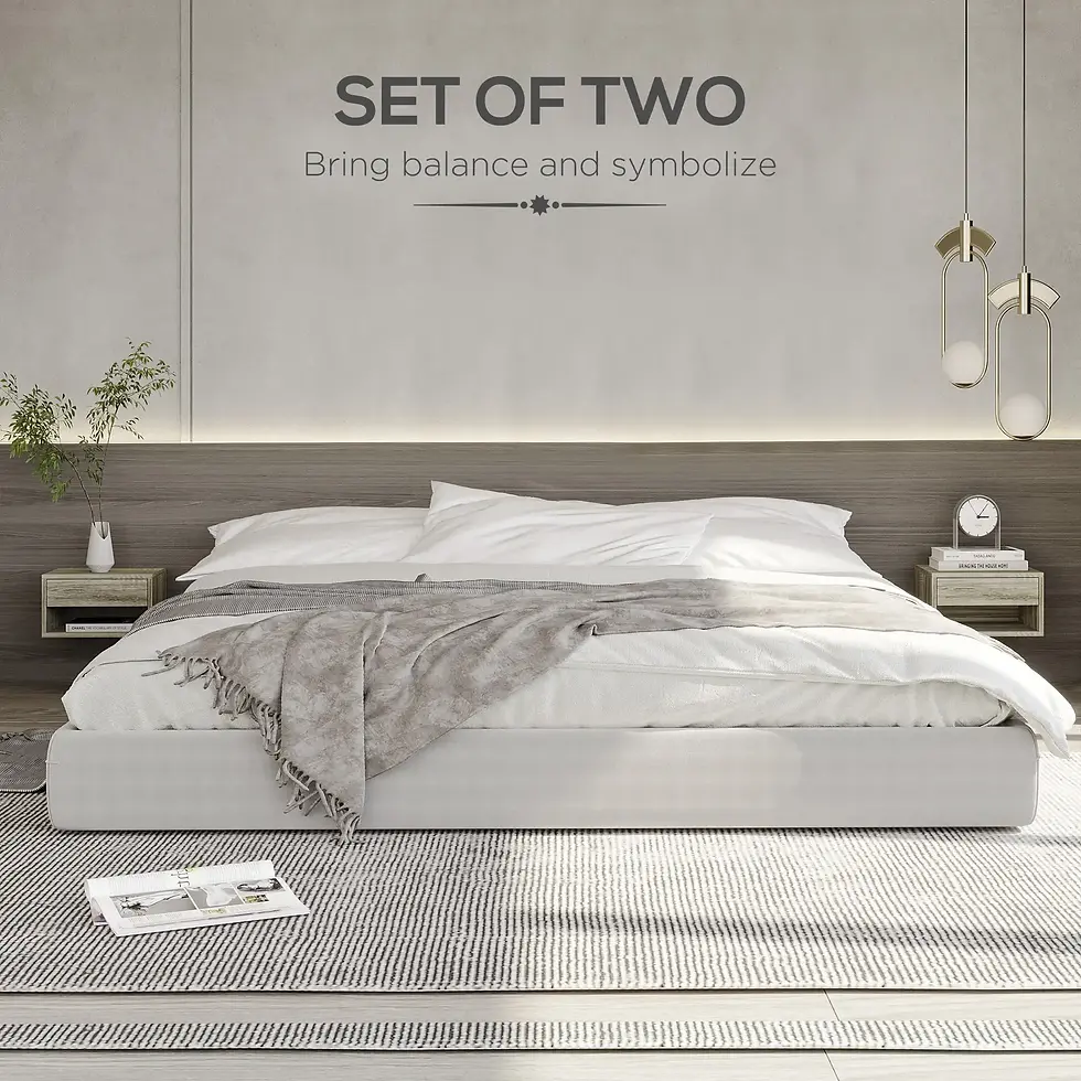 Thumbnail: HOMCOM Set of Two Floating Bedside Tables Wall Mounted Nightstands with Drawer