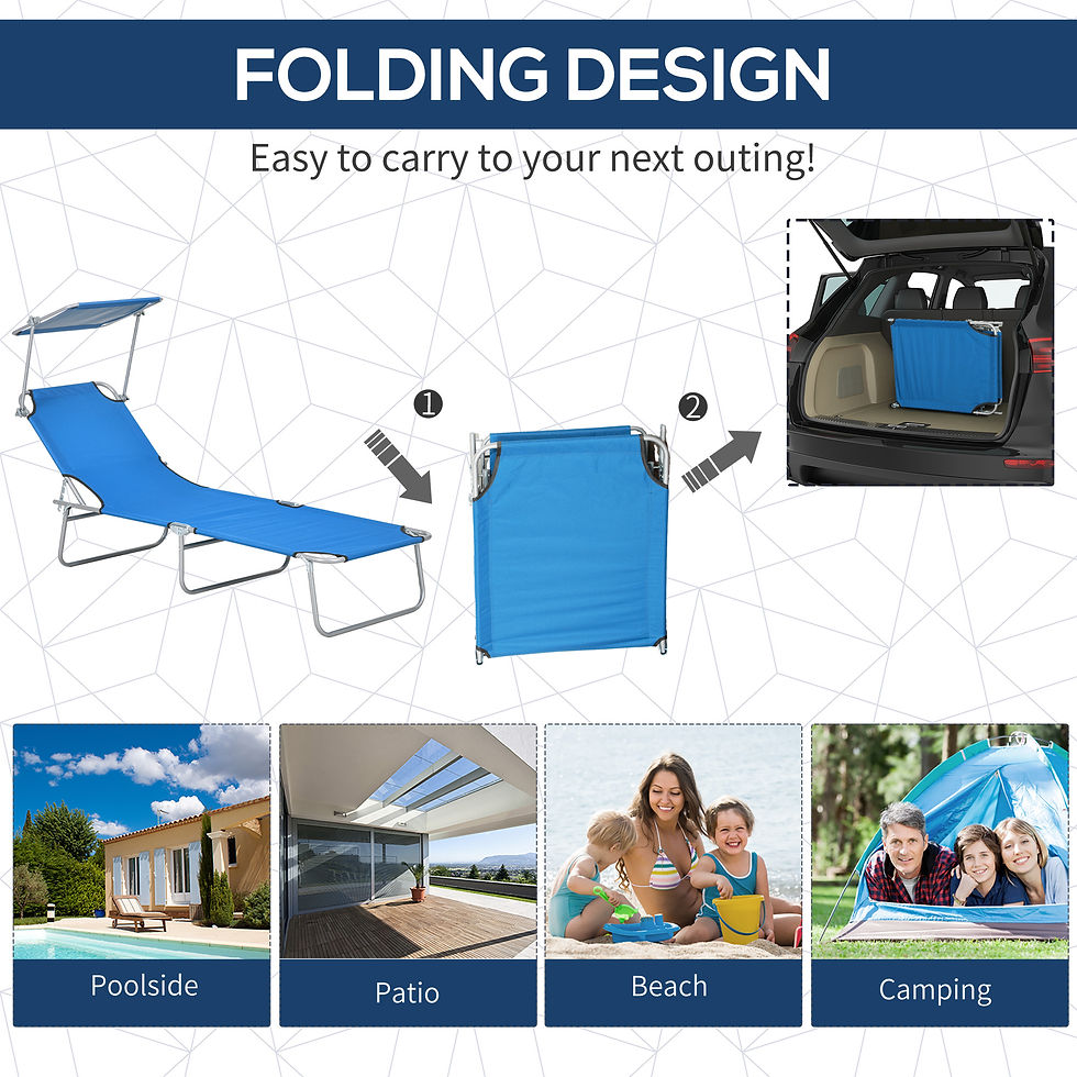 Thumbnail: Sun Lounger, with Adjustable Face Canopy - Bright Blue