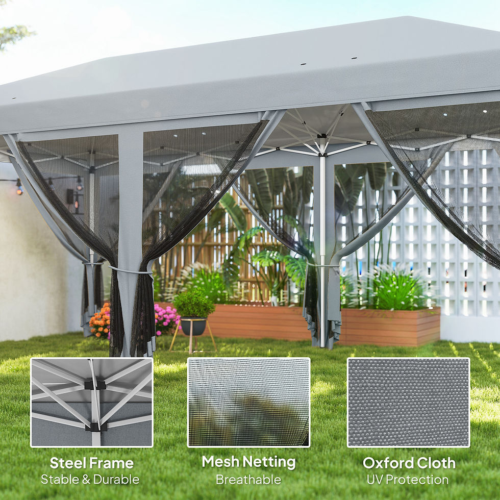 Thumbnail: 3 x 6m Pop Up Gazebo, Outdoor Canopy Shelter, Marquee Party Wedding Tent with 6
