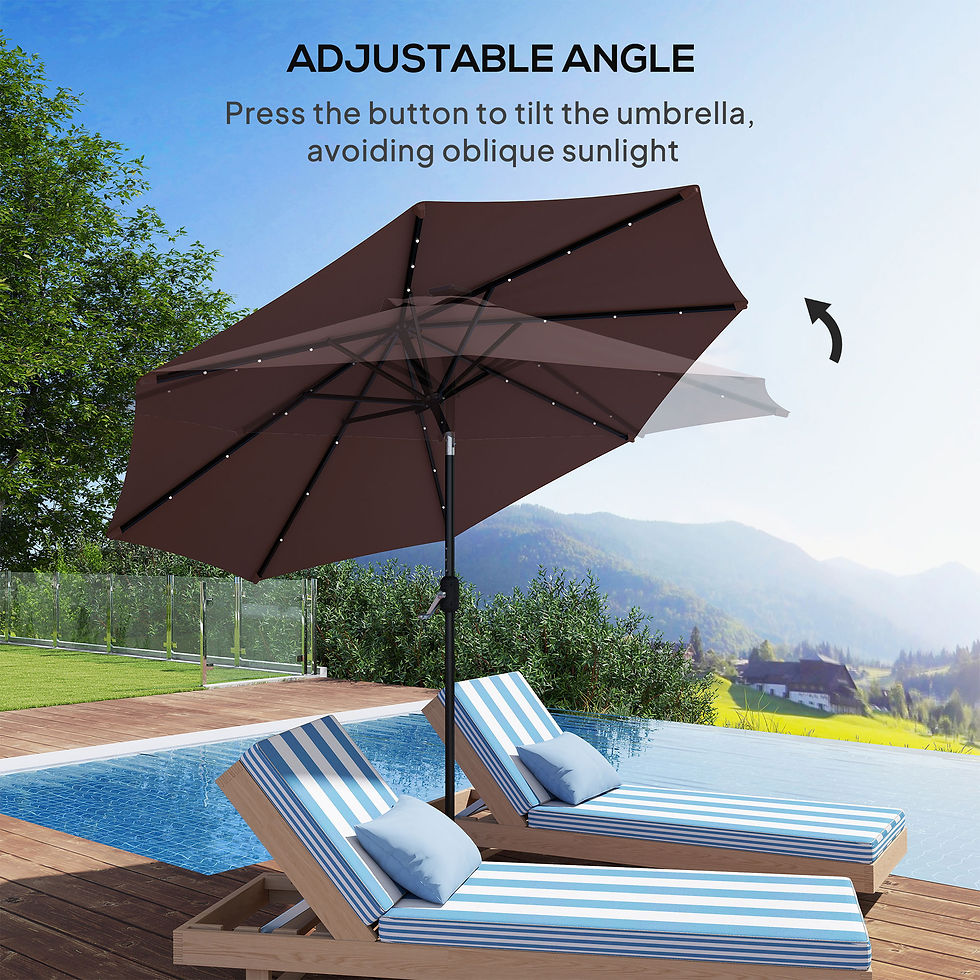 Thumbnail: Φ2.7m Garden 24 LED Light Parasol Solar Outdoor Tilt Sun Umbrella Patio Club Par