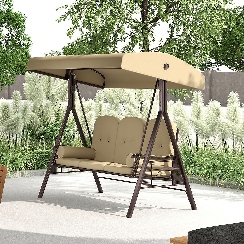Thumbnail: Outsunny Three-Seater Garden Swing Chair - Brown