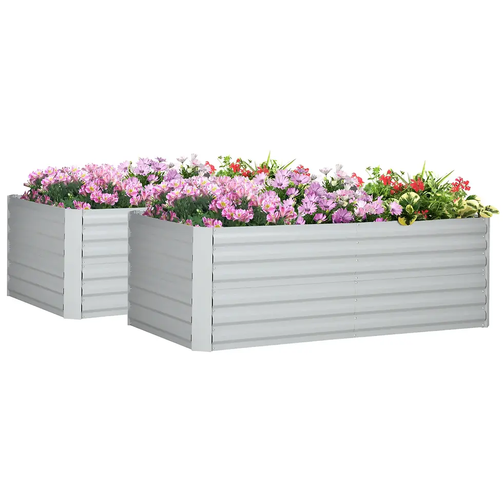 Thumbnail: Outsunny Set of 2 Raised Beds for Garden, Galvanised Steel Outdoor Planters Grey