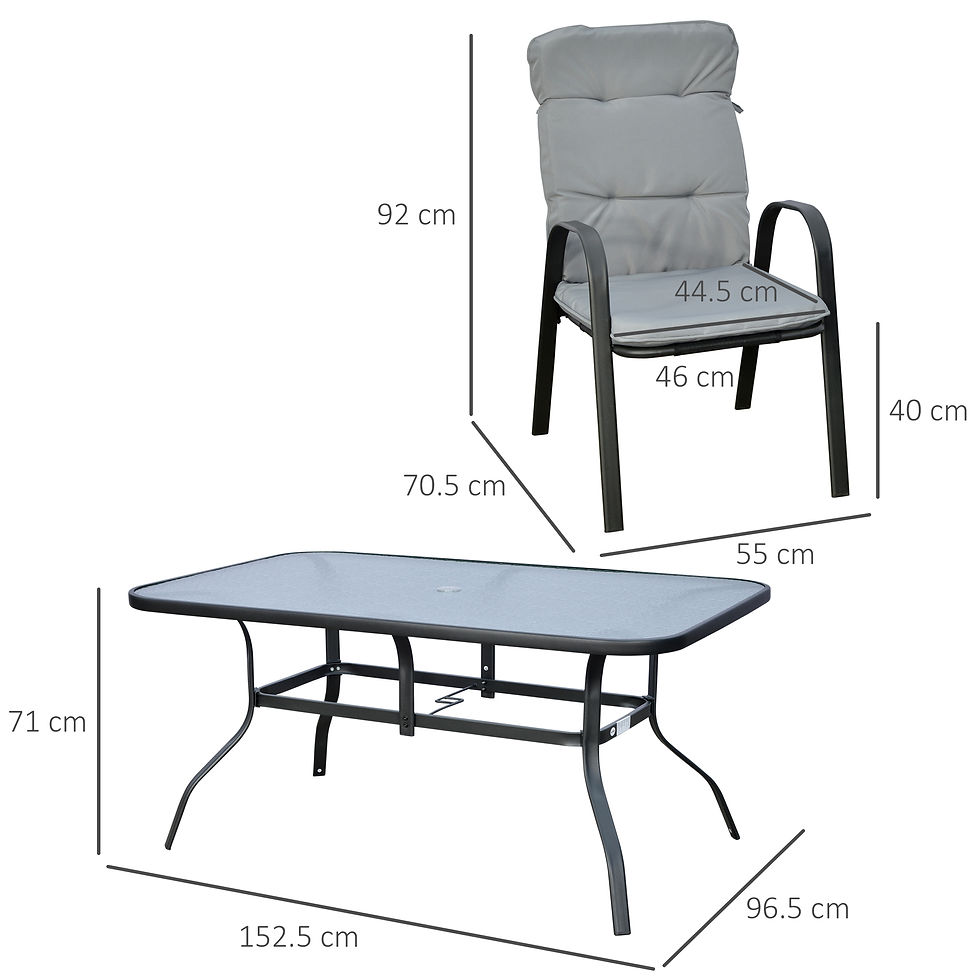 Thumbnail: Outsunny Seven-Piece Garden Dining Set with Cushions - Grey