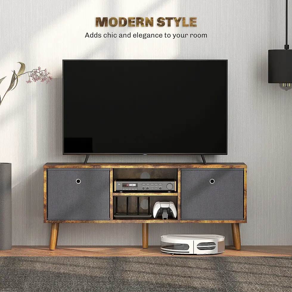 Thumbnail: Rustic Brown - TV Cabinet Stand Unit for TVs up to 50'' with Foldable Drawers