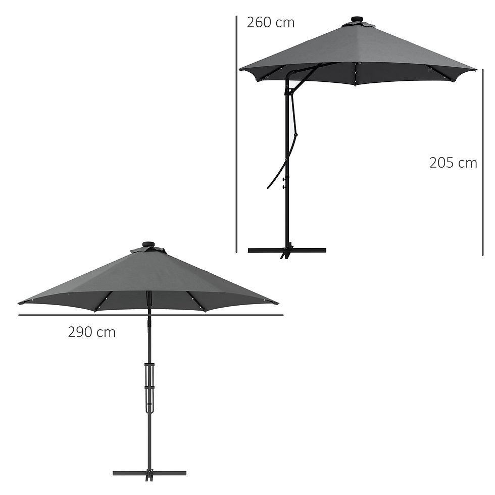 Thumbnail: 3(m) Solar LED Cantilever Parasol - Dark Grey