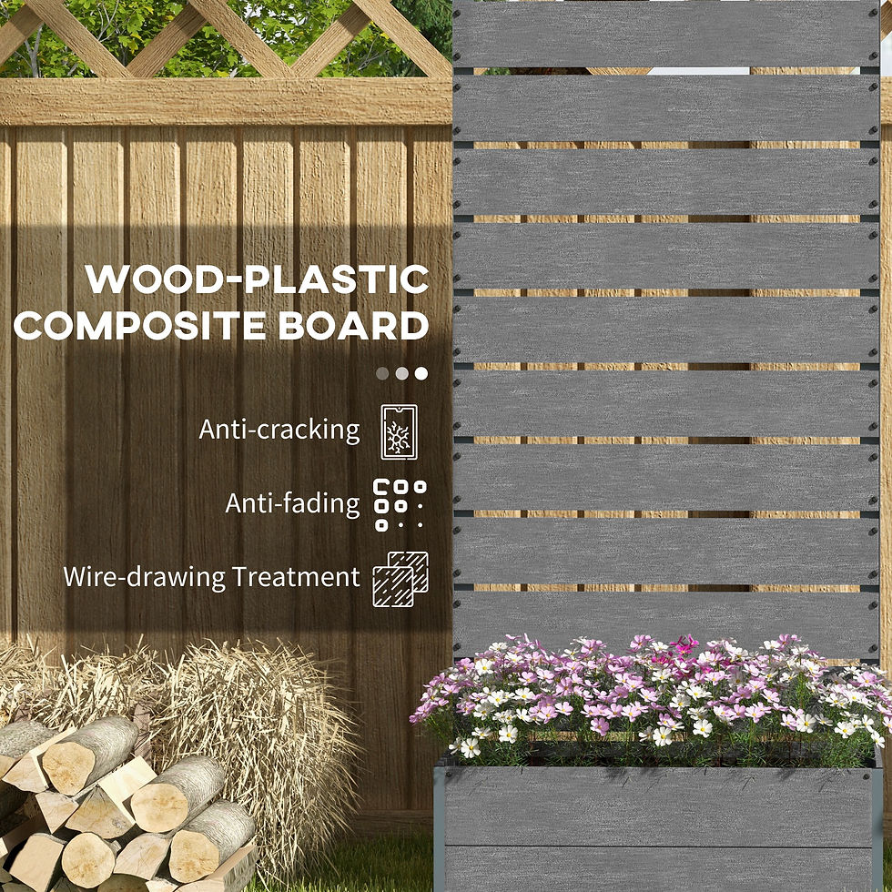 Thumbnail: 34 x 69.5cm Garden Planter Box, with Back Trellis, Grey