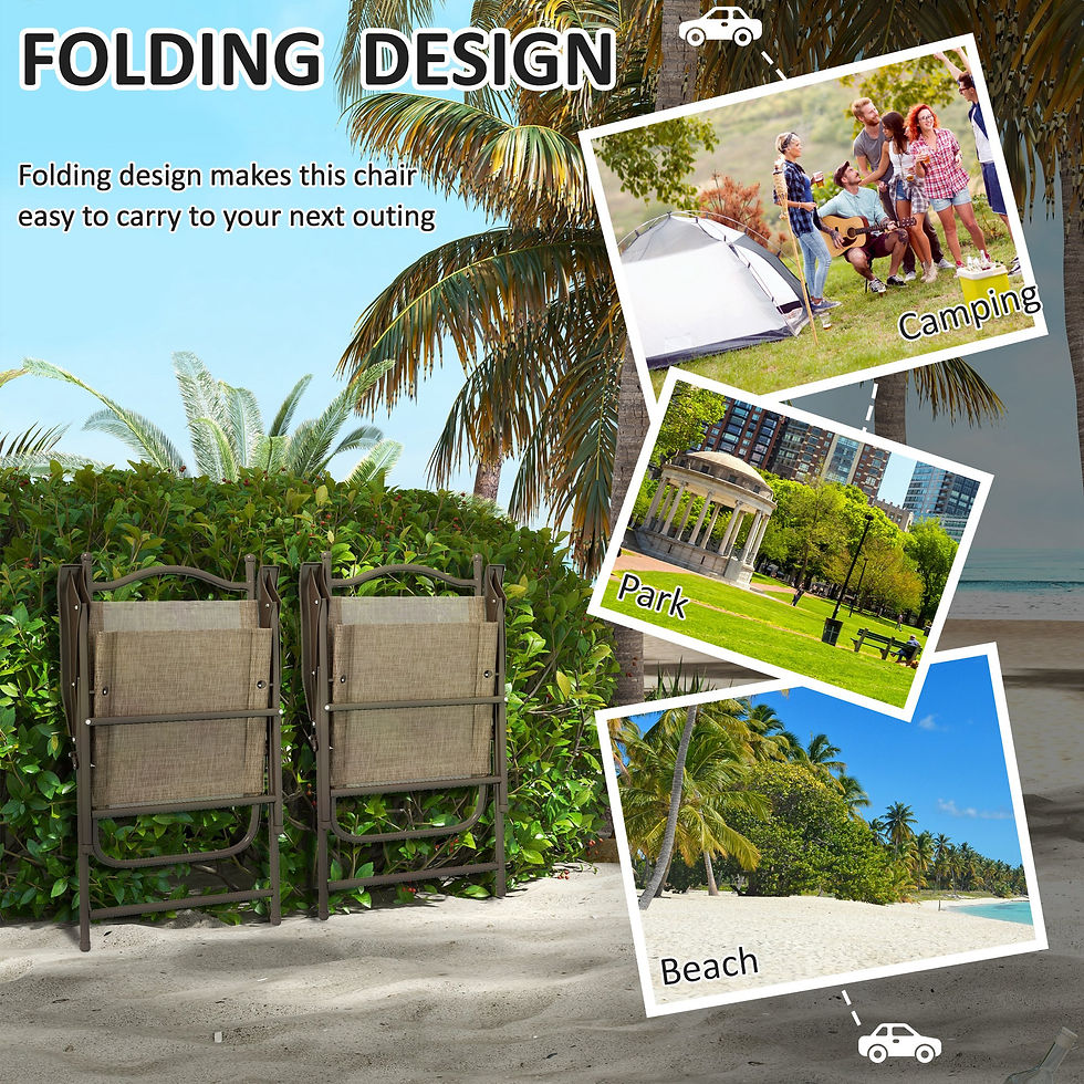 Thumbnail: Outsunny Set of Two Folding Garden Chairs, with Fabric Mesh Seats - Mixed Brown