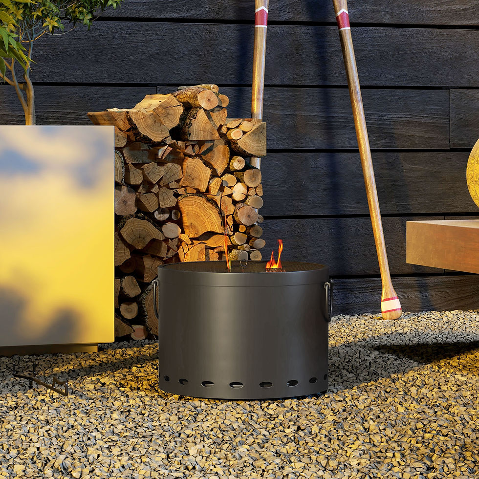 Thumbnail: Smokeless Fire Pit, 38cm Portable Wood Burning Firepit with Spark Screen and Pok
