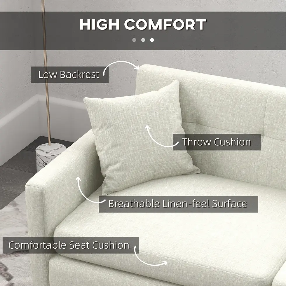 Thumbnail: HOMCOM White 2 Seater Sofa for Living Room, Modern Fabric Couch, Tufted Loveseat