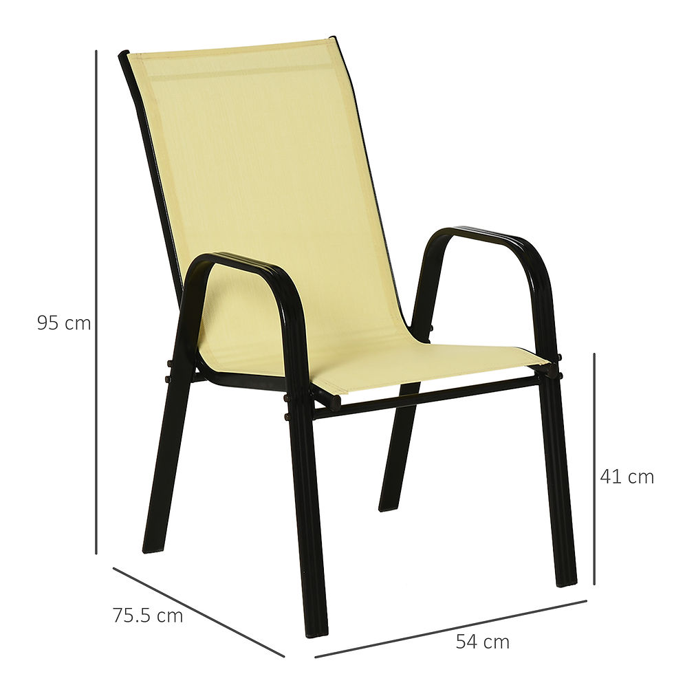 Thumbnail: Outsunny Set of Four Stackable Mesh Seat Chairs - Beige