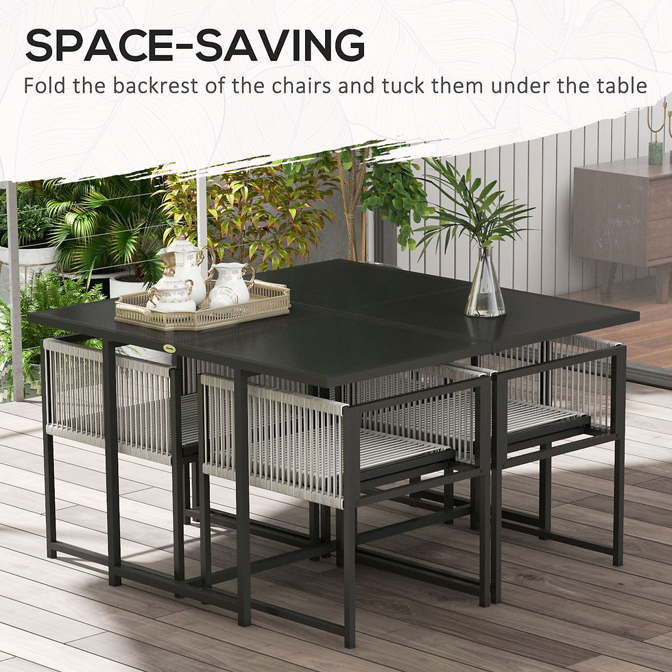 Thumbnail: Outsunny Five-Piece Metal Dining Set, with Folding Back Chairs, Light Grey