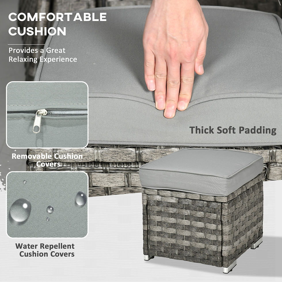 Thumbnail: Outsunny Seven-Piece Firepit Table Rattan Sofa Set - Grey