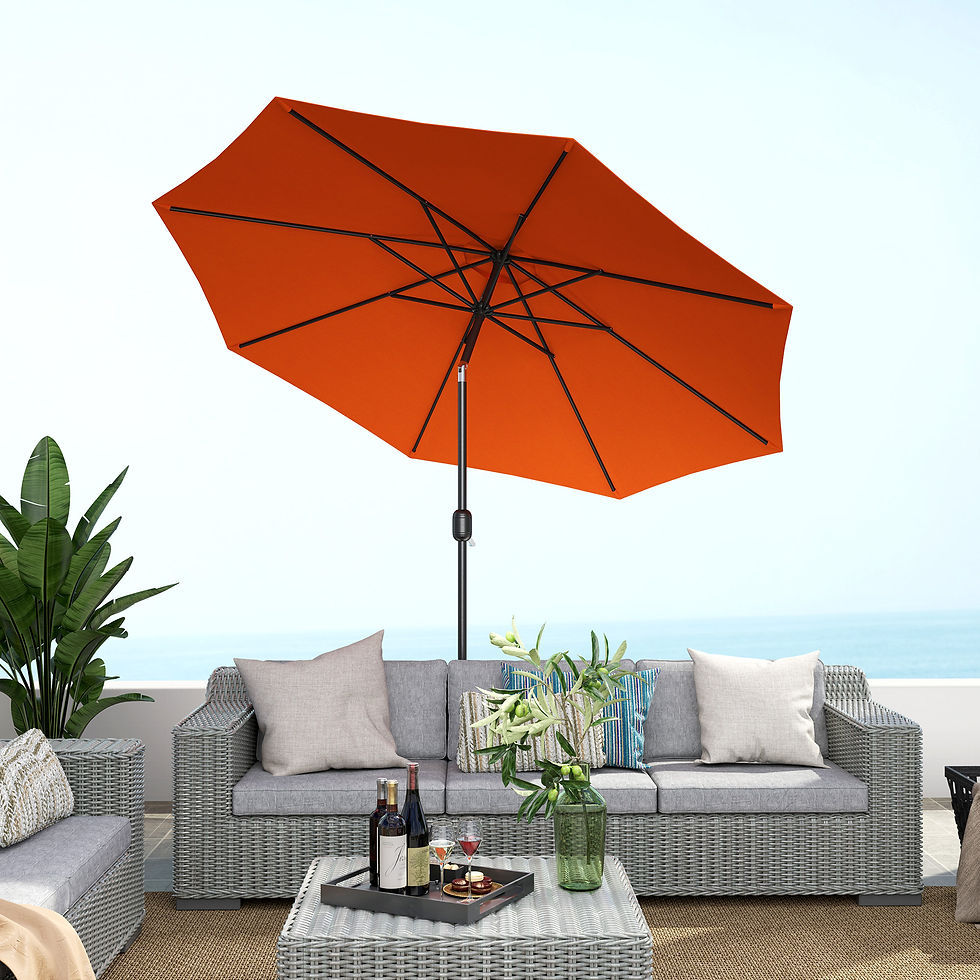 Thumbnail: 3 m Garden Parasol Umbrellas, Outdoor Sun Shade with 8 Ribs, Tilt and Crank Hand