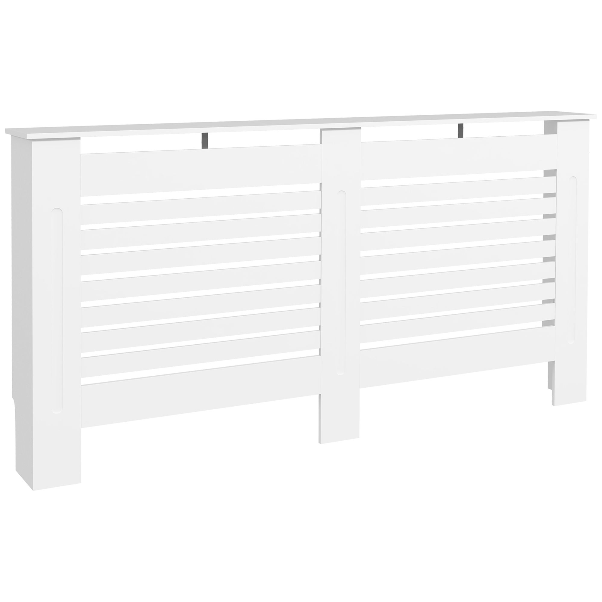 HOMCOM Radiator Cover, Modern MDF White Painted Cabinet with Horizontal Slats