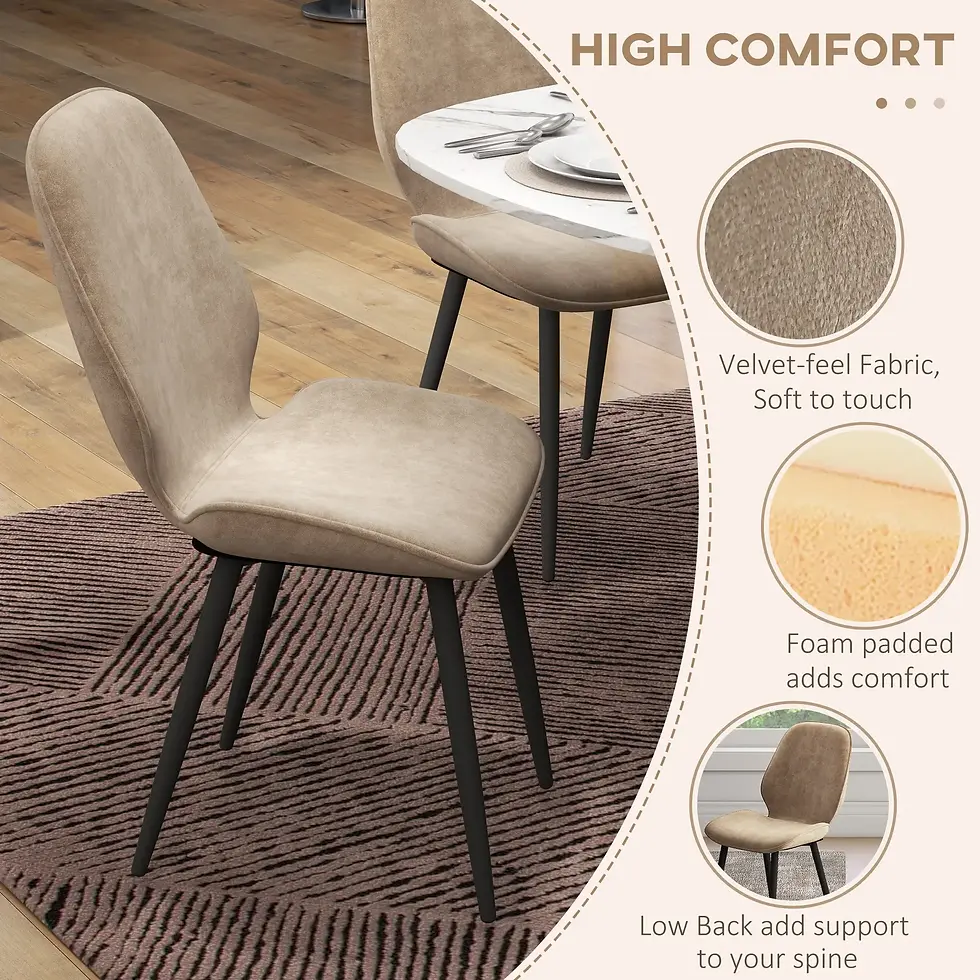 Thumbnail: HOMCOM Velvet Dining Chairs, Set of 2 Dining Room Chairs with Metal Legs - Brown