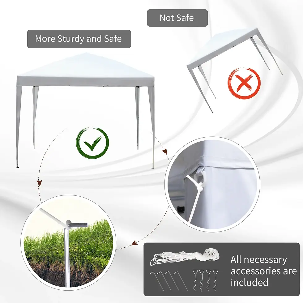 Thumbnail: Outsunny 3 x 3M Garden Pop Up Gazebo Height Adjustable Marquee Party Tent -White