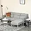 Thumbnail: HOMCOM L Shape Sofa Bed Set, Linen Fabric Corner Sofa Bed with Rubber Wood Legs