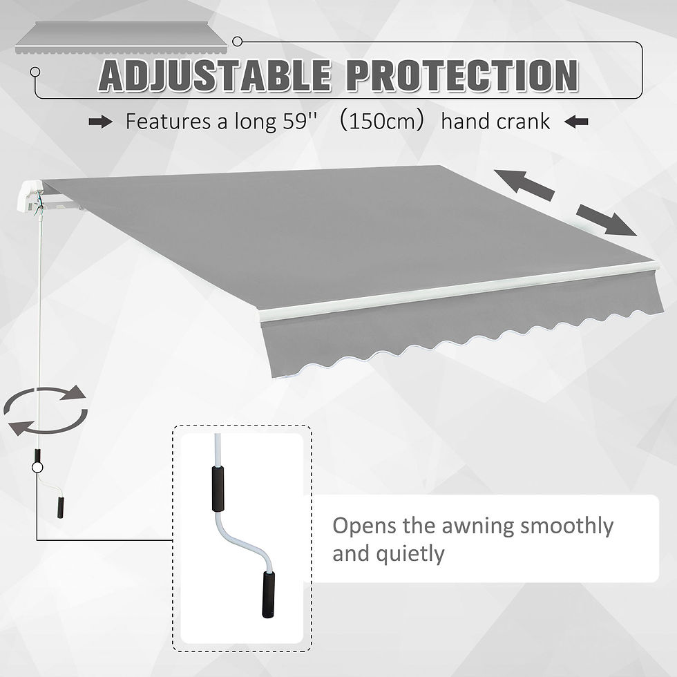 Thumbnail: Awning Canopy Manual Retractable Porch Sun Shade Shelter 3 x 2m Light Grey