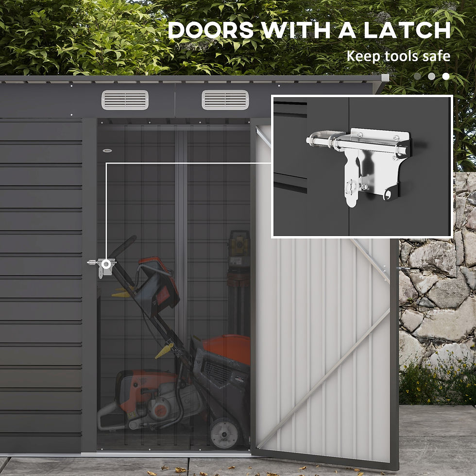 Thumbnail: 4 x 6ft Galvanised Metal Garden Shed, with Locking Door - Grey