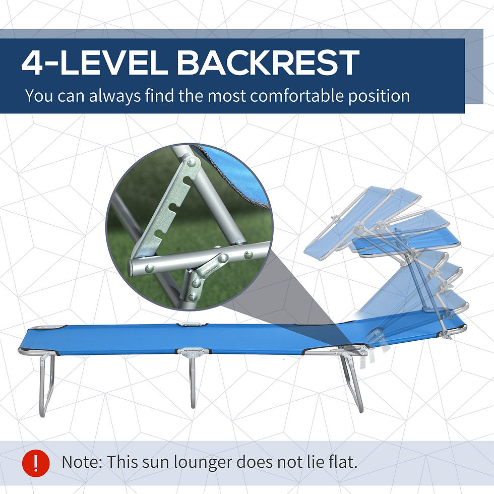 Thumbnail: Sun Lounger, with Adjustable Face Canopy - Bright Blue