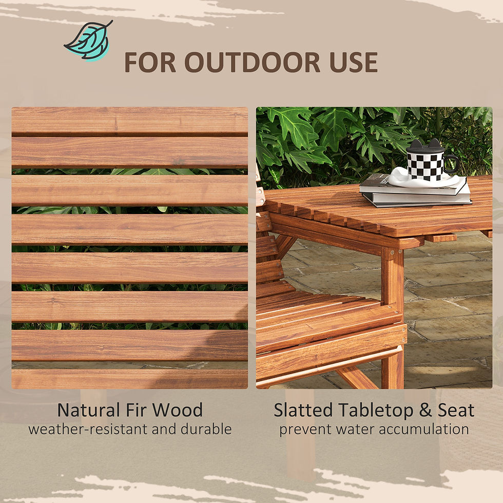 Thumbnail: Wooden Garden Love Seat w/ Coffee Table Umbrella Hole, Tan Brown