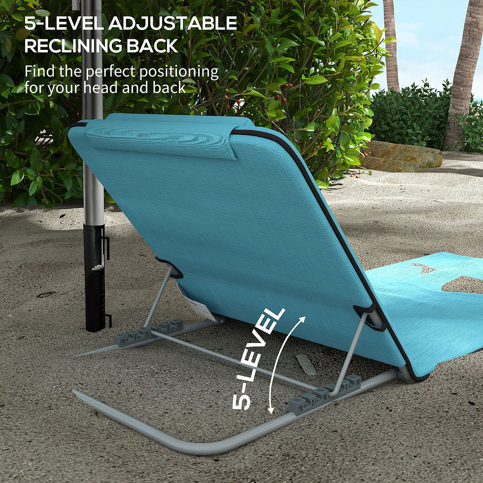Thumbnail: Outsunny Set of Two Metal Frame Beach Chairs, with Reclining Backs - Blue