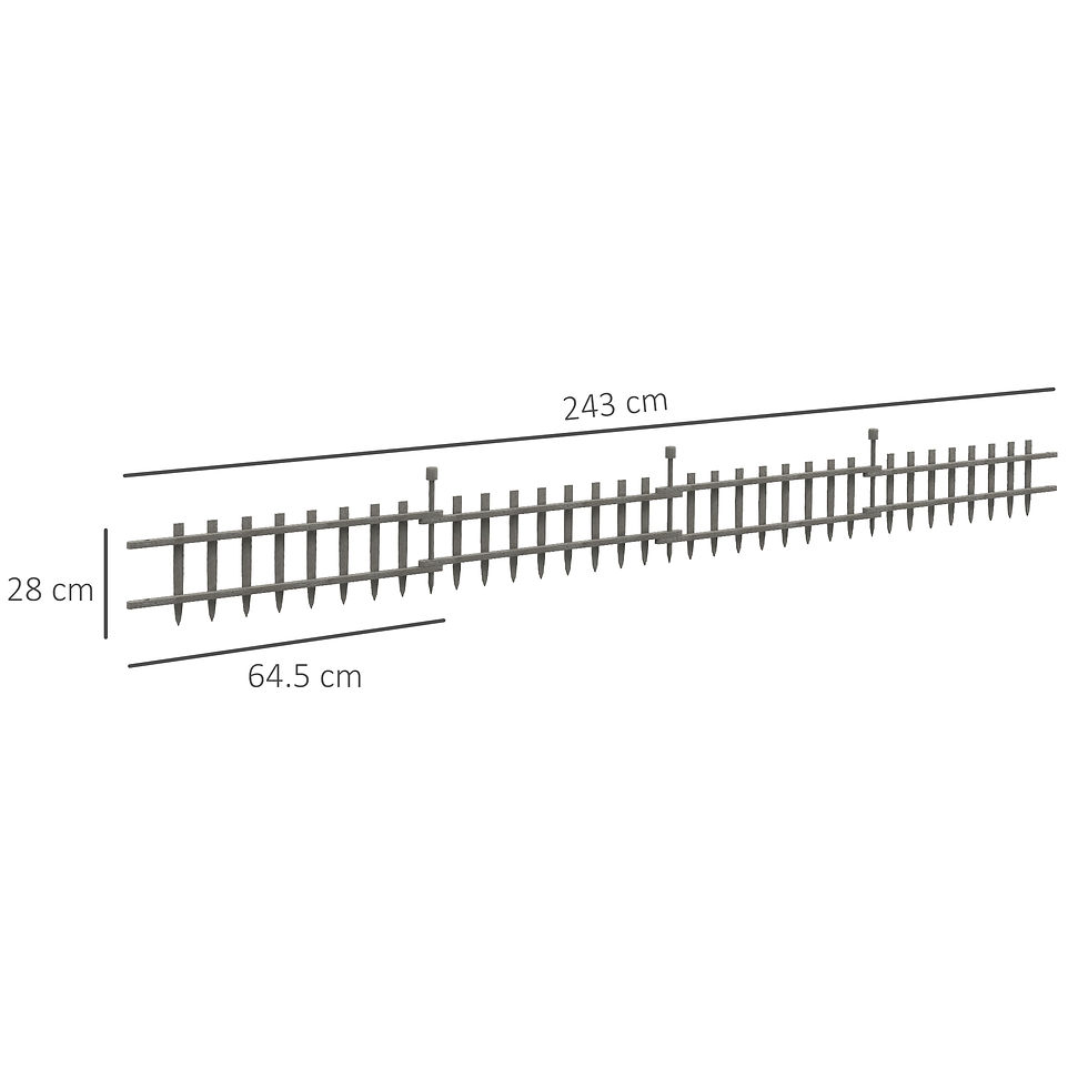 Thumbnail: 4PCs Wooden Garden Fencing Landscape Edging, Grey