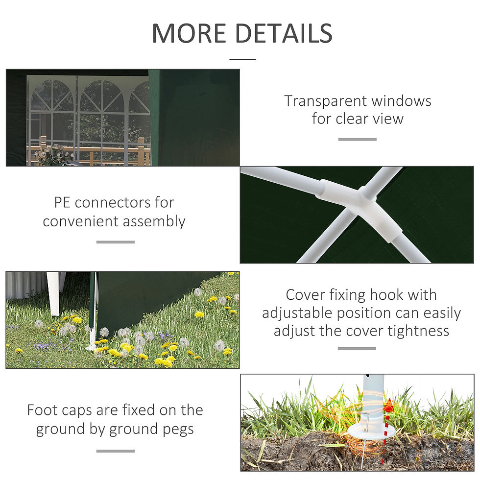 Thumbnail: 6x3 m Party Tent Gazebo Marquee Outdoor Patio Canopy Shelter with Windows and Si